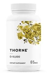 A bottle of Vitamin D 10,000 supplements